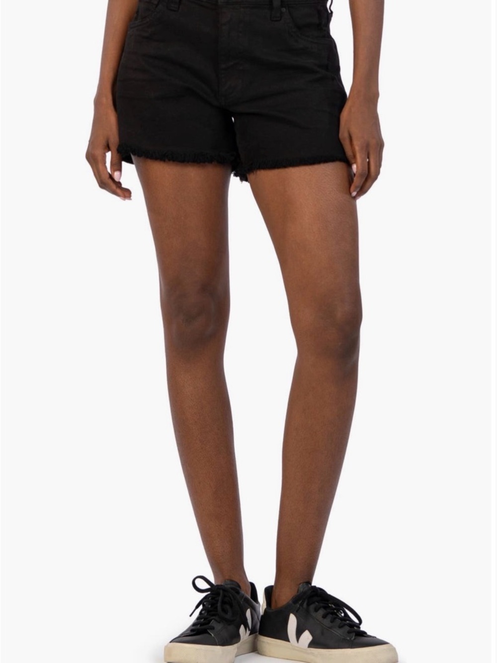 Black Women's Frayed Hem Denim Shorts